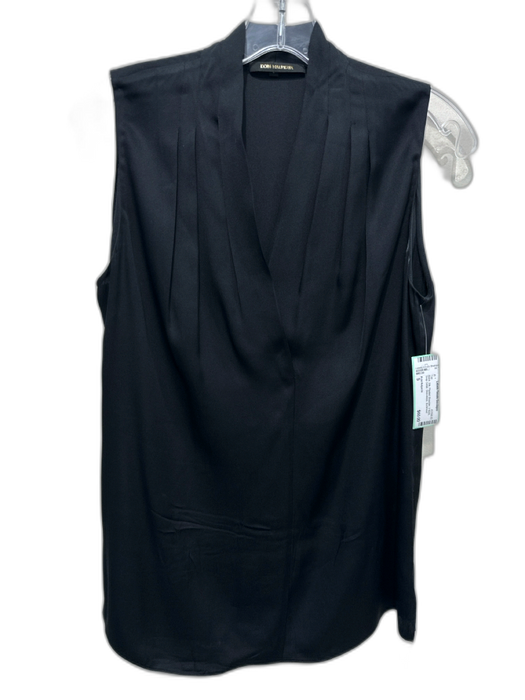 Kobi Halperin Size S Black Silk Pleated Shoulder V Neck Snap Detail Top Black / S