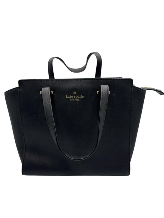 Kate Spade Black Saffiano Leather Logo Zip Top Square Shape Top Handle Bag Black / Medium