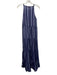 Oliphant Size XS Mixed Blues Cotton Striped Sleeveless Tassel V Neck Dress Mixed Blues / XS