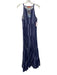 Oliphant Size XS Mixed Blues Cotton Striped Sleeveless Tassel V Neck Dress Mixed Blues / XS