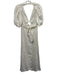 Dissh Size 6 White Linen Short Puff Sleeve Gathered Ring Detail Open Back Dress White / 6