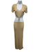 Aya Muse Size M Beige Rayon Ribbed Knit Short Sleeve Collared V Neck Dress Beige / M