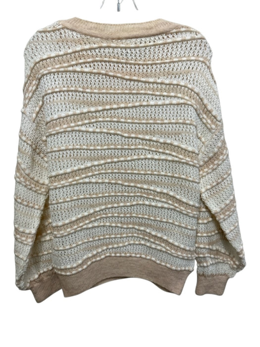 By Anthropologie Size S White & Blush Pink Acrylic Blend Open Knit Sweater White & Blush Pink / S