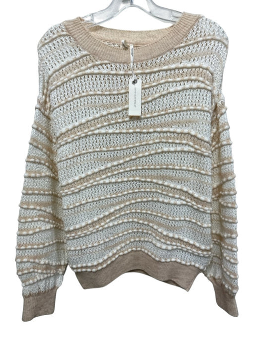By Anthropologie Size S White & Blush Pink Acrylic Blend Open Knit Sweater White & Blush Pink / S