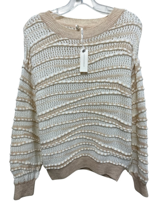 By Anthropologie Size S White & Blush Pink Acrylic Blend Open Knit Sweater White & Blush Pink / S