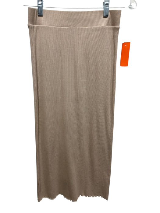 The Range Size S Beige Tencel Blend Elastic Waistband Ribbed Knit Midi Skirt Set Beige / S