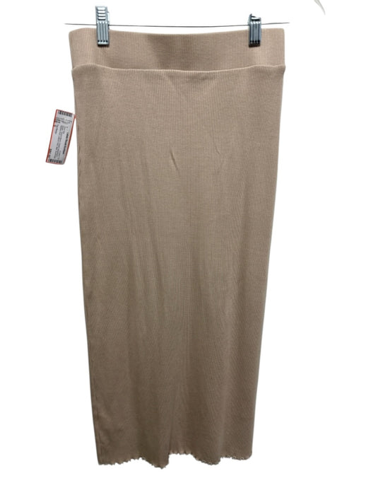 The Range Size S Beige Tencel Blend Elastic Waistband Ribbed Knit Midi Skirt Set Beige / S