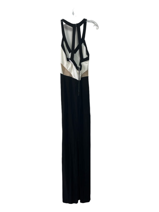 ABS Size Medium Black & White Rayon V Neck Zip Back Sleeveless Maxi Dress Black & White / Medium