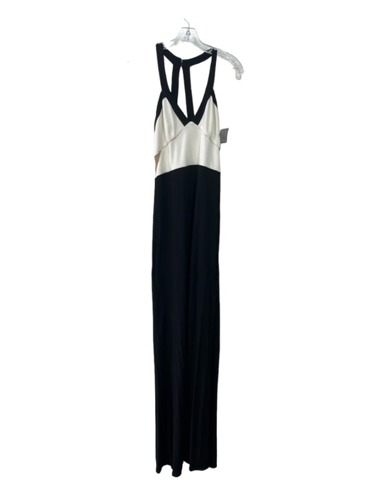 ABS Size Medium Black & White Rayon V Neck Zip Back Sleeveless Maxi Dress Black & White / Medium