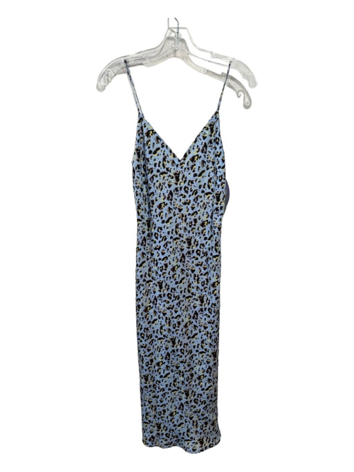 L'agence Size 2 Baby Blue & Multi Silk Spaghetti Strap Cheetah Abstract Dress Baby Blue & Multi / 2