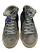 Golden Goose Shoe Size 40 / 9.5 Gray & Silver Leather Lace Up Zip Side Sneakers Gray & Silver / 40 / 9.5