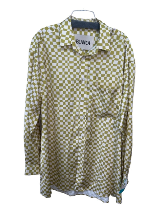 Blanca Size XS/S Yellow & Cream Polyester Long Sleeve Checkered Dress Yellow & Cream / XS/S