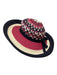 Yves Saint Laurent Red White Black Raffia Woven Wide Brim Crochet detail Bow Hat Red White Black / One Size