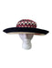 Yves Saint Laurent Red White Black Raffia Woven Wide Brim Crochet detail Bow Hat Red White Black / One Size