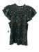 Ulla Johnson Size 2 Green, Aqua & Gold Cotton Blend Ruffle Short Sleeve Ties Top Green, Aqua & Gold / 2