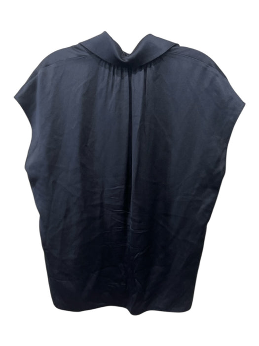Vince Size XXS Navy Silk Button Up Cap Sleeve Collar Top Navy / XXS