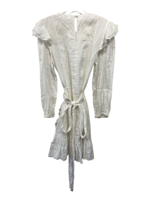 Isabel Etoile Marant Size 38 / M White Linen Long Sleeve Ruffle Hem Dress White / 38 / M