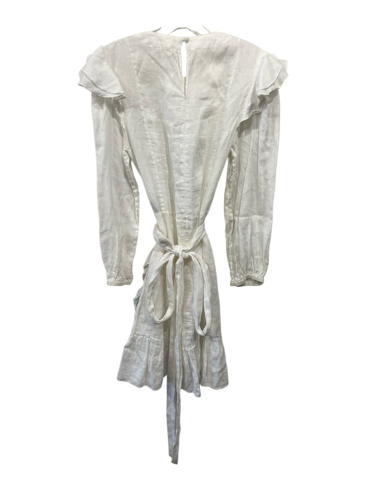 Isabel Etoile Marant Size 38 / M White Linen Long Sleeve Ruffle Hem Dress White / 38 / M