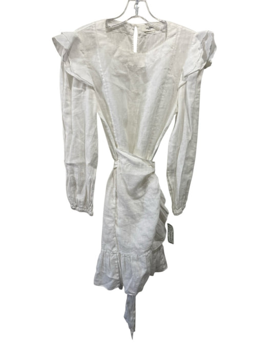 Isabel Etoile Marant Size 38 / M White Linen Long Sleeve Ruffle Hem Dress White / 38 / M