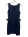 St. John Size 2 Navy Wool Blend Sleeveless Rhinestone Grommet Lace Sides Dress Navy / 2