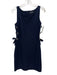 St. John Size 2 Navy Wool Blend Sleeveless Rhinestone Grommet Lace Sides Dress Navy / 2