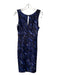 Milly Size 2 Black & Blue Viscose Blend Abstract V Neck Sleeveless Dress Black & Blue / 2