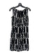 Milly Size 4 Black & White Viscose Blend Abstract Wide Neck Sleeveless Dress Black & White / 4