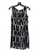 Milly Size 4 Black & White Viscose Blend Abstract Wide Neck Sleeveless Dress Black & White / 4