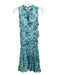 Poupette St. Barth Size 2 Aqua, Blue & White Viscose Sleeveless Floral Dress Aqua, Blue & White / 2