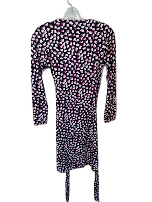 Diane Von Furstenberg Size 2 Pink & Black Silk Mini Long Sleeve Dress Pink & Black / 2