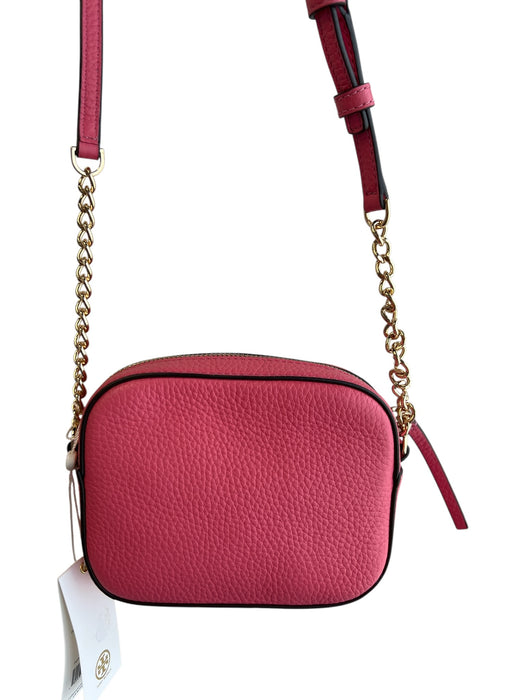 Tory Burch coral Leather goldtone hardware Top Zip Logo Bag coral / Small
