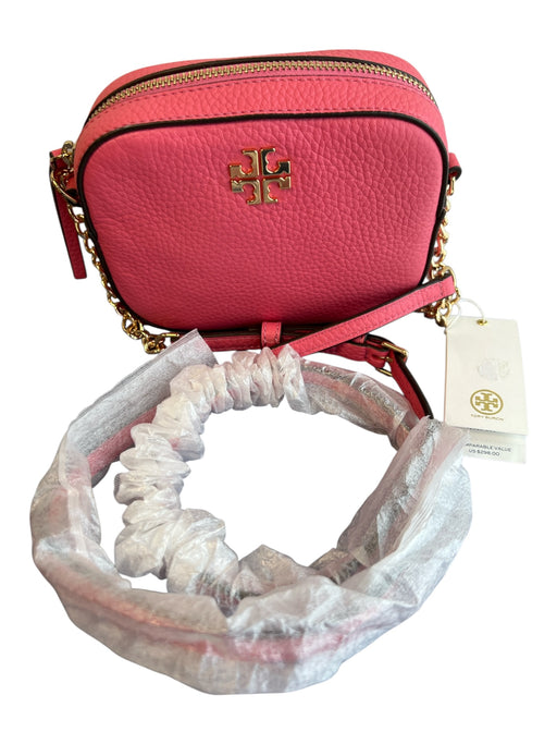 Tory Burch coral Leather goldtone hardware Top Zip Logo Bag coral / Small