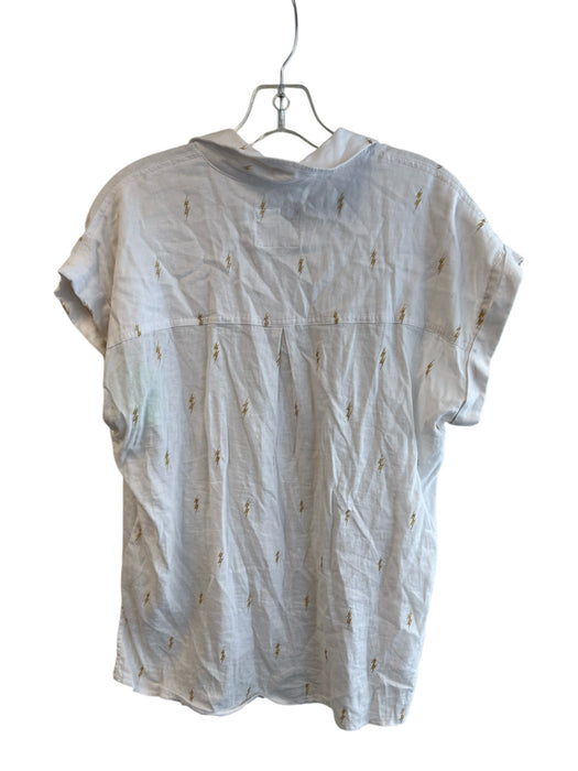 Rails Size Small White & Gold Linen Blend Drop Shoulder Collared Button Down Top White & Gold / Small