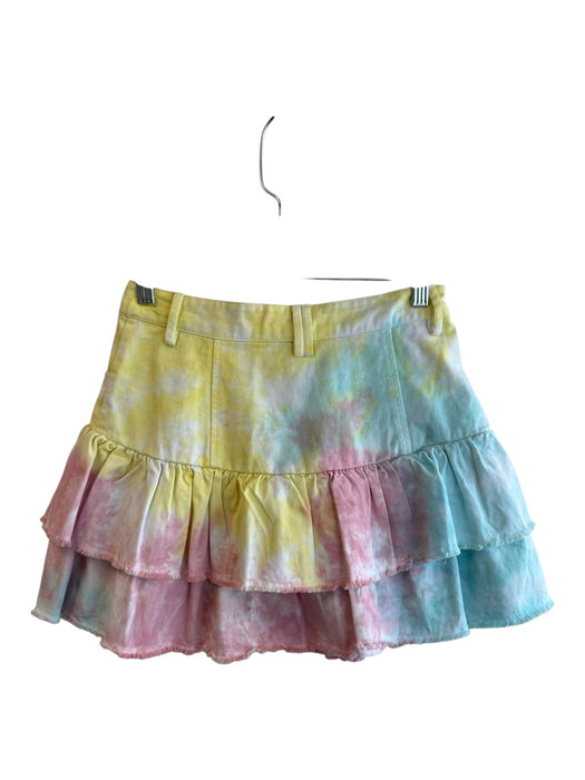 Love Shack Fancy Size 2 Yellow, Pink & Blue Cotton Blend Tye Dye Tiered Skirt Yellow, Pink & Blue / 2