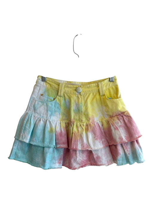 Love Shack Fancy Size 2 Yellow, Pink & Blue Cotton Blend Tye Dye Tiered Skirt Yellow, Pink & Blue / 2