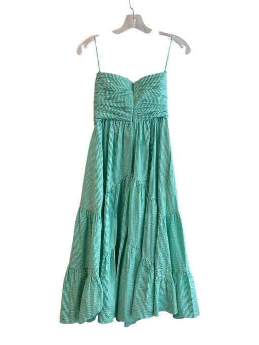 Cinq a Sept Size 0 Blue Green No Fabric Tag Strapless Back Zip Striped Dress Blue Green / 0