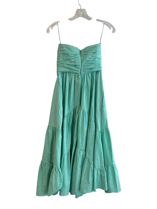 Cinq a Sept Size 0 Blue Green No Fabric Tag Strapless Back Zip Striped Dress Blue Green / 0