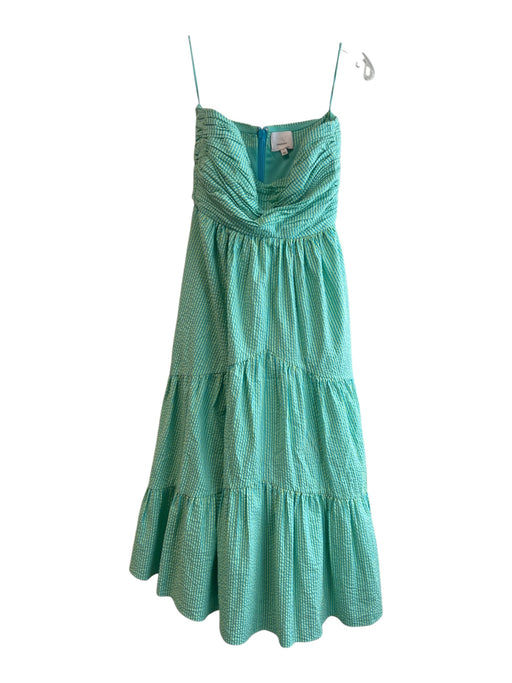 Cinq a Sept Size 0 Blue Green No Fabric Tag Strapless Back Zip Striped Dress Blue Green / 0