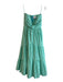 Cinq a Sept Size 0 Blue Green No Fabric Tag Strapless Back Zip Striped Dress Blue Green / 0