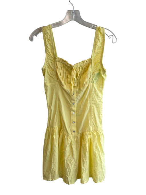 Frankies Bikinis Size Medium Yellow Rayon Sleeveless puckered circles Dress Yellow / Medium