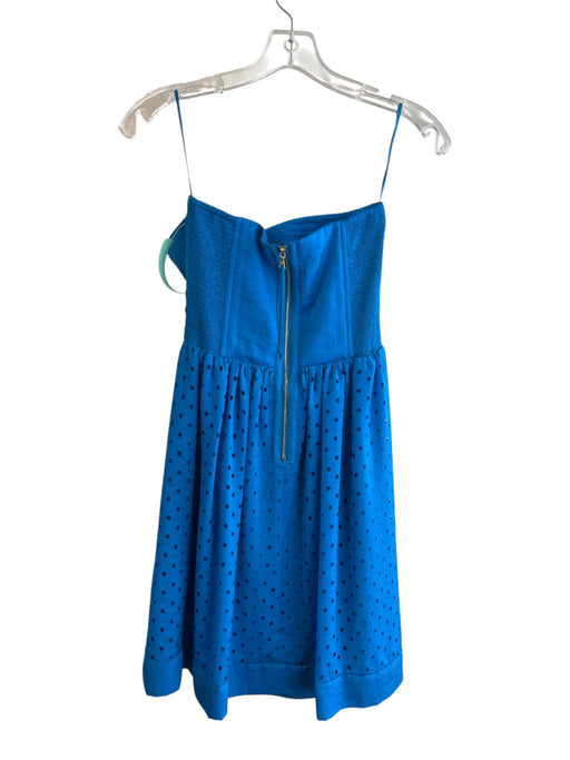 Rebecca Taylor Size 2 Blue Polyester Strapless Back Zip Stretch back Lined Dress Blue / 2