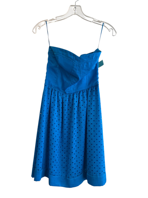 Rebecca Taylor Size 2 Blue Polyester Strapless Back Zip Stretch back Lined Dress Blue / 2