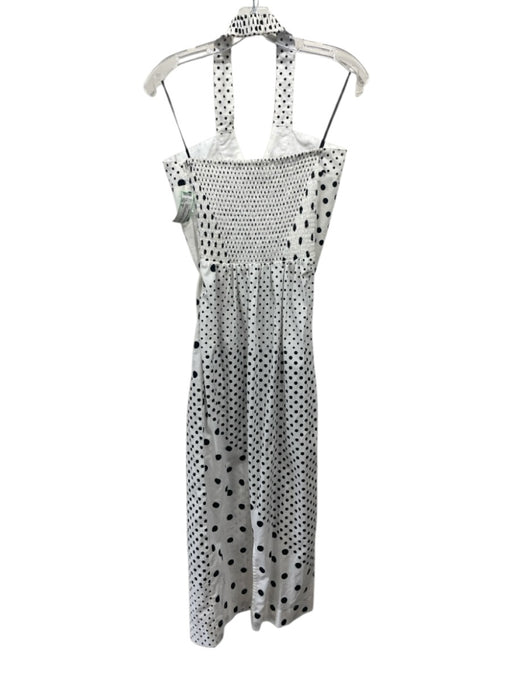 S/W/F Size M White & Black Cotton Polka Dots Sleeveless Halter Dress White & Black / M