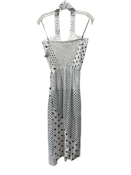 S/W/F Size M White & Black Cotton Polka Dots Sleeveless Halter Dress White & Black / M