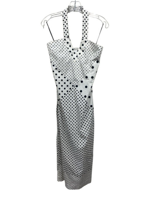 S/W/F Size M White & Black Cotton Polka Dots Sleeveless Halter Dress White & Black / M