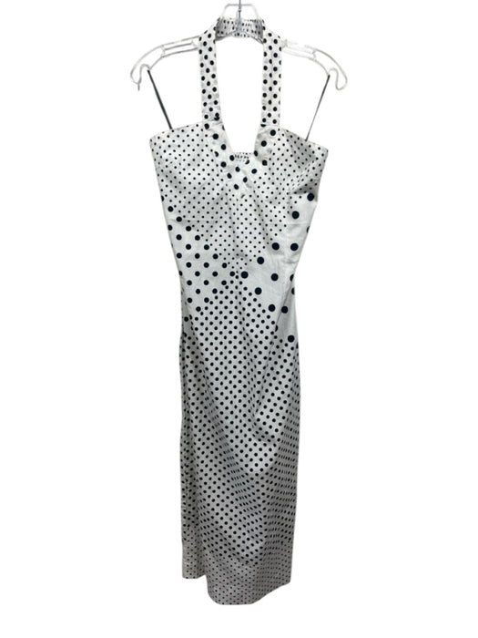 S/W/F Size M White & Black Cotton Polka Dots Sleeveless Halter Dress White & Black / M