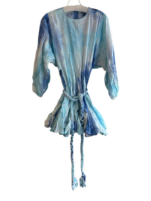 Rhode Size XS Blue Cotton Round Neck Long Sleeve Gradient Knee length Dress Blue / XS