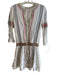 Alice + Olivia Size 0 White & Multi Viscose Embroidered Tie V Neck Dress White & Multi / 0