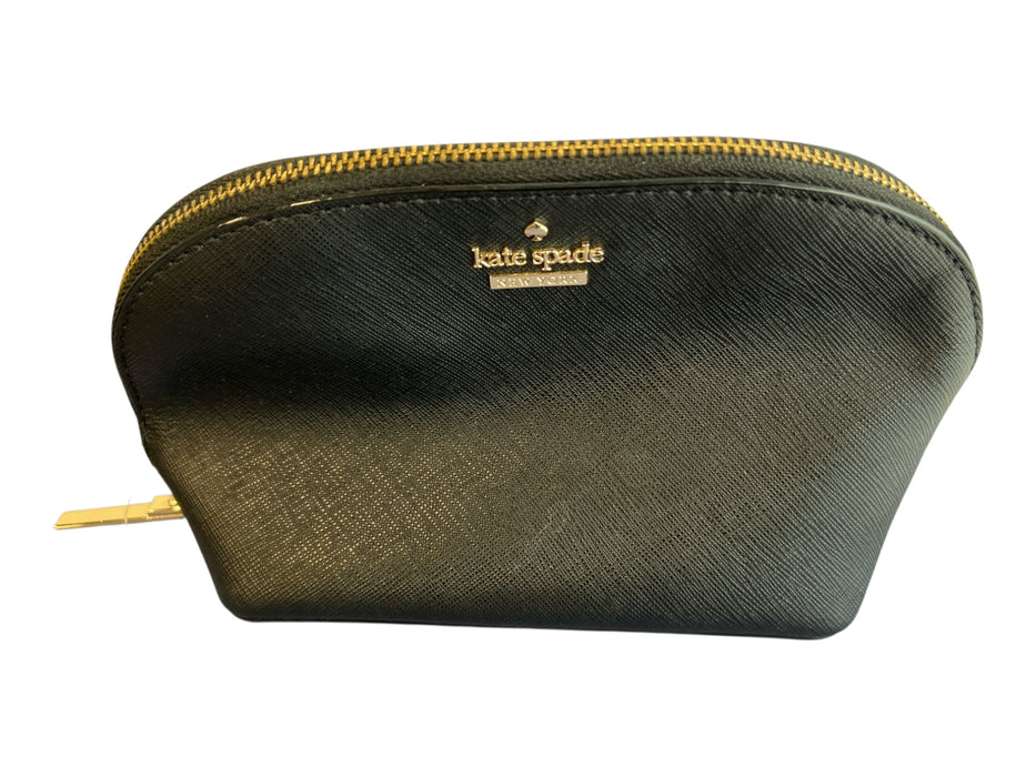 Kate Spade Black Leather Zip Top Inside Pocket Cosmetic Bag Bag Black / Mini