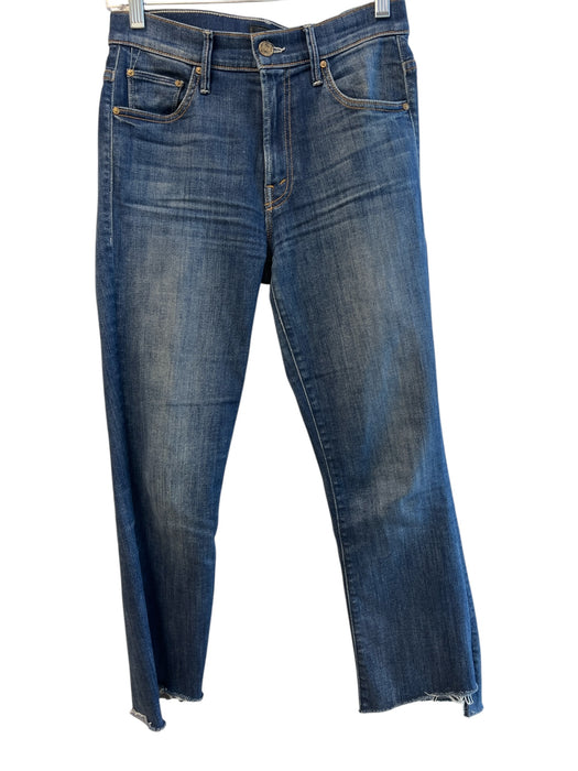 Mother Size 25 Dark Wash Cotton High Rise Whiskering Straight Leg Step Hem Jeans Dark Wash / 25